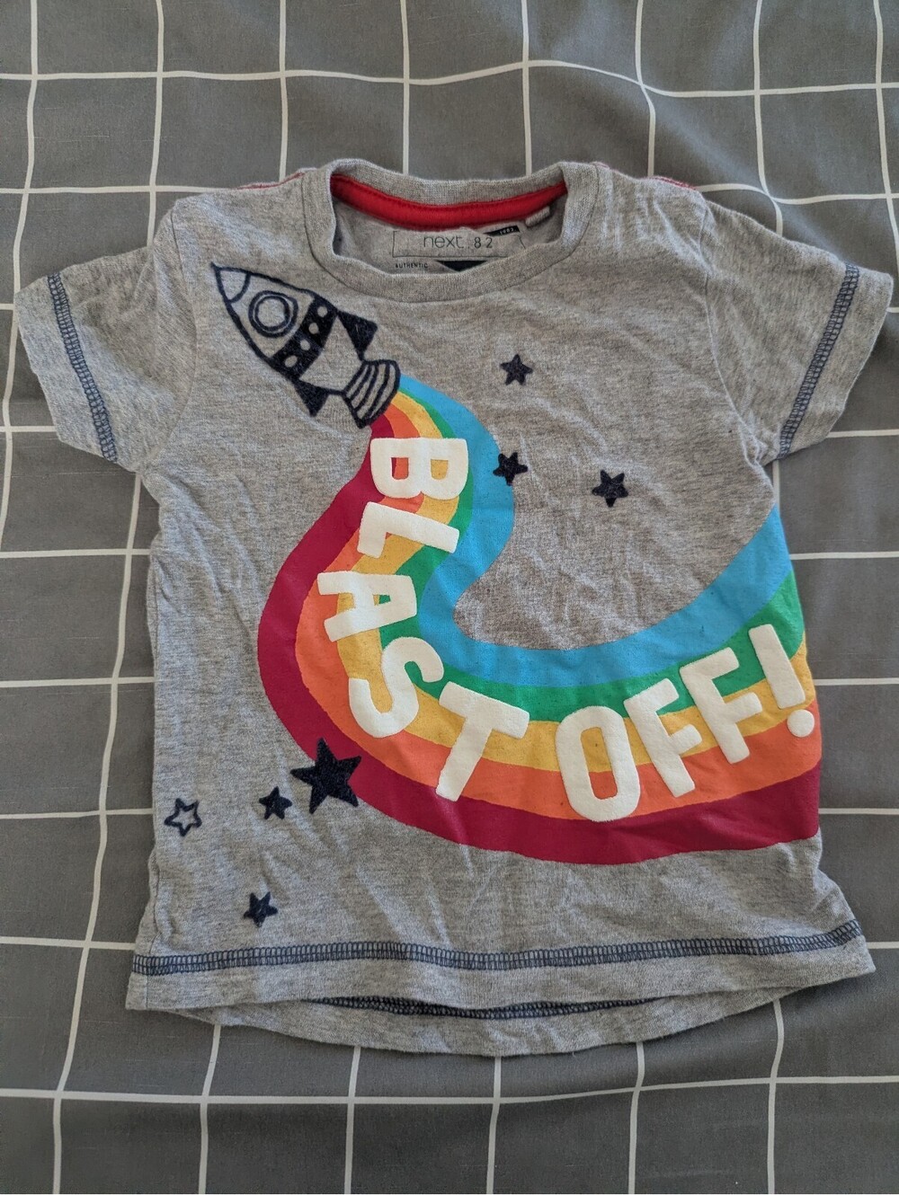 Next rainbow Blast Off rocket space tee